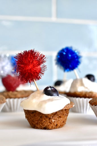 Patriotic Mini Muffins with Whipped Cream ~ Recipe by Larisa Braun